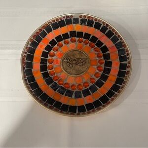 Mid Century Modern Mosaic Vide Poce Catch-All Dish w/Bronze Horse Center